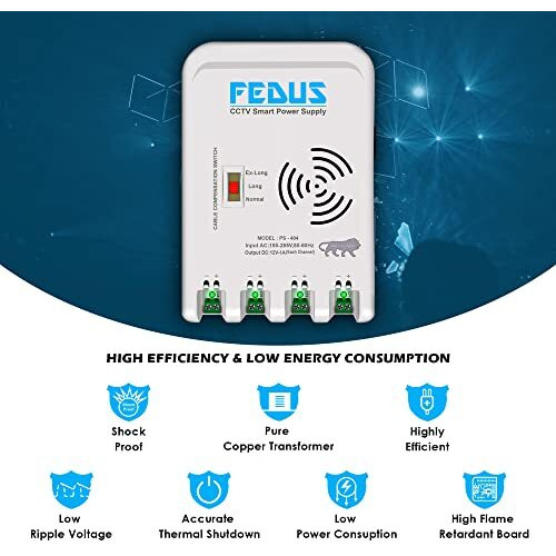 Fedus 4 Channel Smps For Cctv, Power Supply Adapter For Up To 4 Cctv Security Cameras Cctv Power Supply Smps, Power Supply Adapter For Video Surveillance Camera System, Cctv, Dome, Bullet Cameras