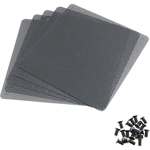 Hasthip 5Pcs 12Cm Pc Fan Dust Filter Black Square Pc Computer Mesh Dustproof Case Cover Fan Pc Dust Filter Cooler With 20 Screws (12Cm)