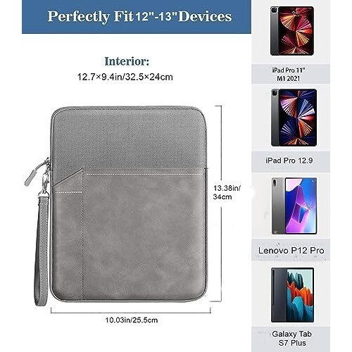 Proelite Polyester Tablet Sleeve Case Cover 12" To 13" For Apple Ipad Air 13/Pro 13/Pro 12.9 Samsung Galaxy Tab S7/S8/S9 Plus/S7/S9 Fe Plus 12.4", Lenovo Tab P12, Microsoft Surface Pro, Lavender