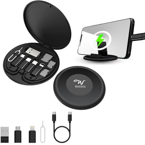 Wayona All In One 60W Usb C To C Fast Charging Travel Cable Set Type C,Lightening And Micro Usb Port Inbuilt Mobile Stand Compatible With Iphone,Ipad,Samsung,Oneplus,Mi,Oppo,Vivo,Iqoo (All In 1,Black)