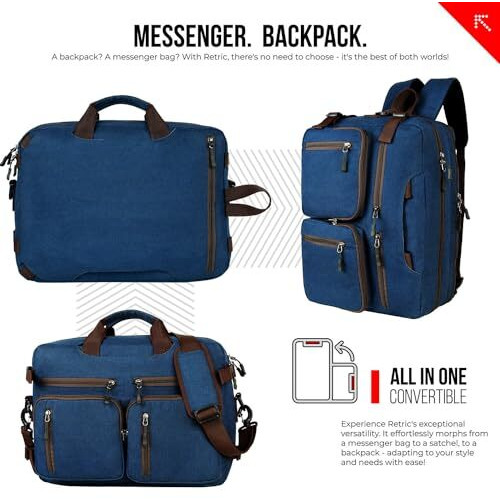 Fatmug Laptop Bag For Men - Convertible Backpack For Office And Travel (Navy Blue, Oxford Fabric)