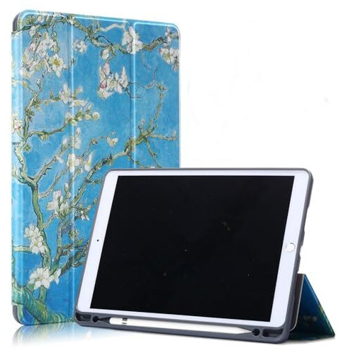 Proelite Smart Flip Case Cover For Apple Ipad Air 3/Pro 10.5" With Pencil Holder And Flexible Back, Flowers
