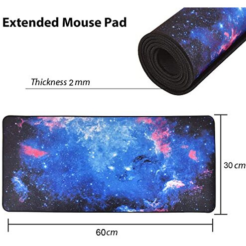 Seagull Flight Of Fashion Large Extended Mouse Pad Xxl With Non-Slip Rubber Base, Stitched Edge Mouse Mat For Laptop, Computer & Desk - 60 X 30 X 0.2 Cm - Galaxy