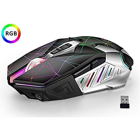 Offbeat- Ripjaw Alpha Gaming Series 2.4Gh Wireless Rechargeable, 8D Silent Clicks, Dpi 1600,2400,3200 Mouse For Pc/Laptop/Smart Tv/Mac ( Black & Chrome - Without Mouse Pad )