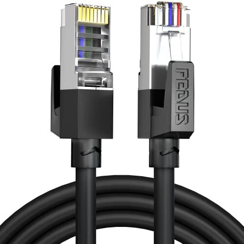 Fedus 1000 Mbps 10 Meter High Speed Rj45 Cat5E Ethernet Patch Cable Lan Cable Internet Network Computer Cable Cord High Speed Gigabit Category 5 Wires For Modem, Router, Camera, Lan Adsl Black