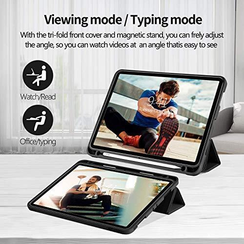 Oaky Pencil Holder Case For Apple Ipad Pro 11 Inch 2022/2021, 4Th/3Rd Generation Folio Back Cover Trifold Stand Auto Wake/Sleep Cover Support 2Nd Gen Pencil Charging - Black