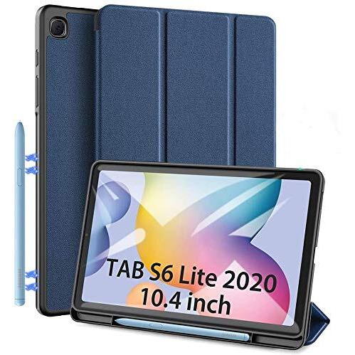 Proelite Smart Flip Case Cover For Samsung Galaxy Tab S6 Lite 10.4 Inch 2024 Sm-P610/P615 With S Pen Holder (Also Supports S Pen Magnetic Attachment), Navy Blue