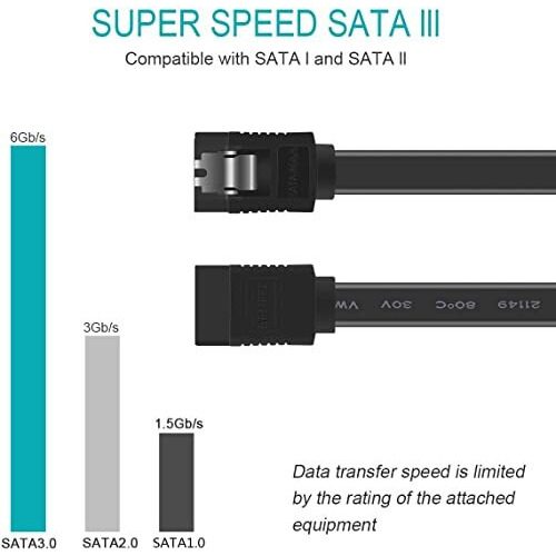 Etzin Sata Cable Iii 6Gbps Straight Hdd Sdd Data Cable With Locking Latch 16 Inch Compatible For Sata Hdd, Ssd, Cd Driver, Cd Writer (Pack-Of-2)-(Epl-255Tc-01) Epl-255Tc