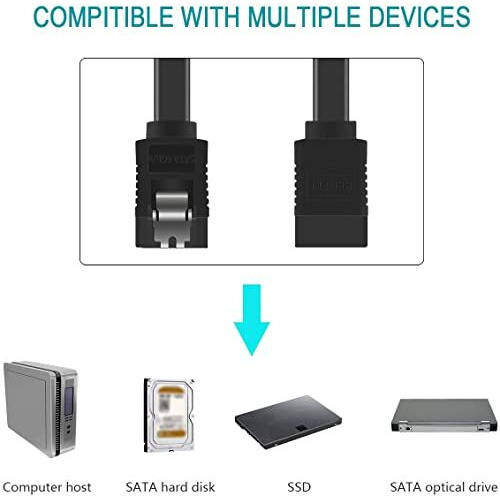 Etzin Sata Cable Iii 6Gbps Straight Hdd Sdd Data Cable With Locking Latch 16 Inch Compatible For Sata Hdd, Ssd, Cd Driver, Cd Writer (Pack-Of-2)-(Epl-255Tc-01) Epl-255Tc