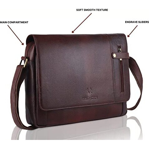 Wildhorn Genuine Leather Laptop Messenger Bag For Men | Stylish Office Bag With A Padded Laptop Compartment & Adjustable Strap | Designed To Fit Laptops Up To 14 Inches | Backed By A 1-Year Warranty
