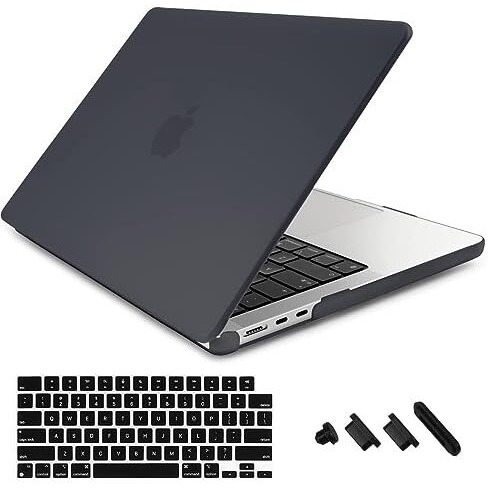 Midkart Case Compatible With Macbook Air 13.6 Inch Model M4 A3240 M3 A3113 M2 A2681 Release 2025 2024 2023 2022 With Touch Id Hard Shell Cover Keyguard & Dust Plugs, Smoke Black