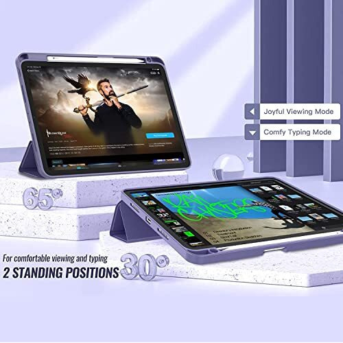 Proelite Case For For Apple Ipad Air 11 Inch M3/M2 2025/2024, Air 5Th/4Th Gen 10.9 Inch Pencil Cover For Ipad Air [Auto Sleep/Wake Cover] [Pencil Holder] [Soft Flexible Case] Recoil Serie, Lavender