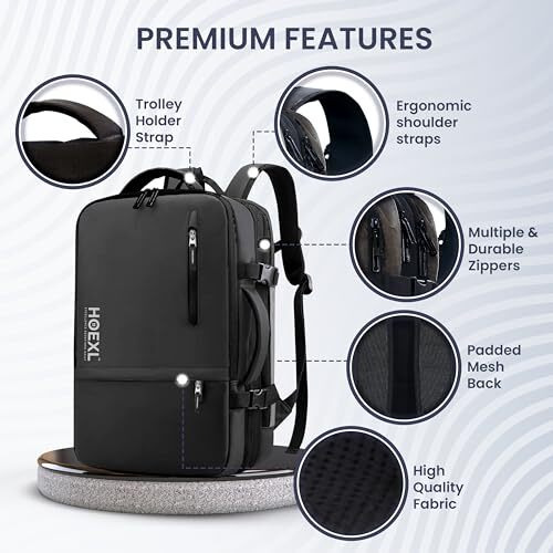 Hoexl 42L Expandable Laptop Backpack- Premium Laptop Backpacks For Men, Women For Travel, School, College - Tech Bag With Usb,17 Inch Laptop Bags, Multipurpose Smart Bag