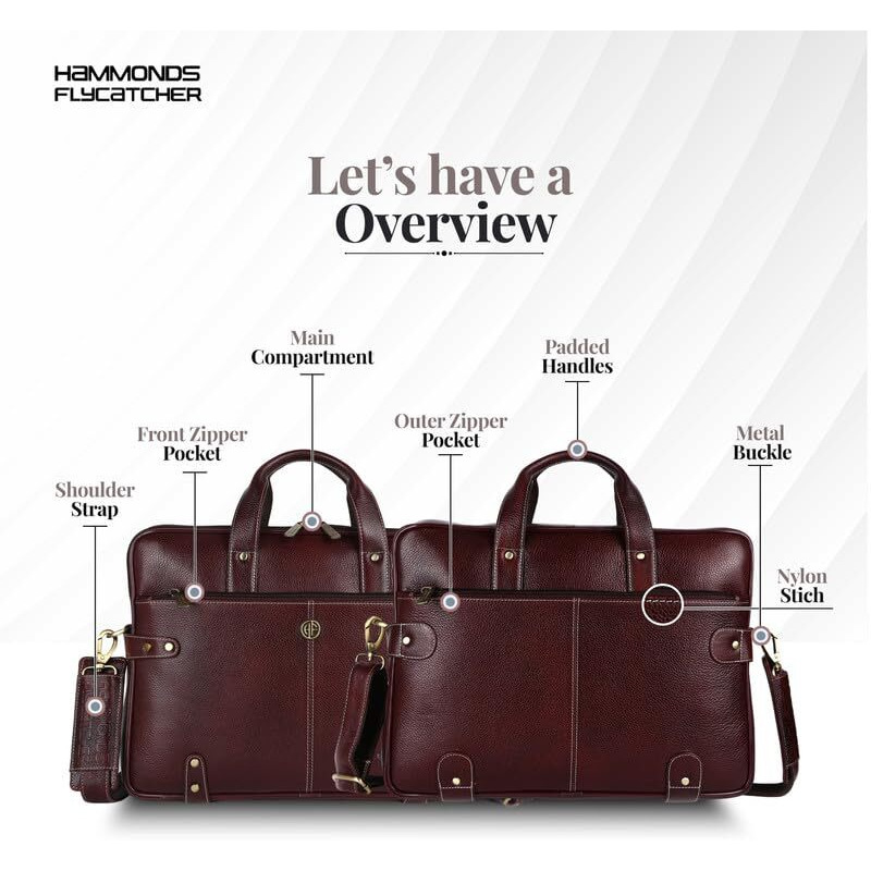 Hammonds Flycatcher Unisex Leather 15L Laptop Briefcase(Brown)