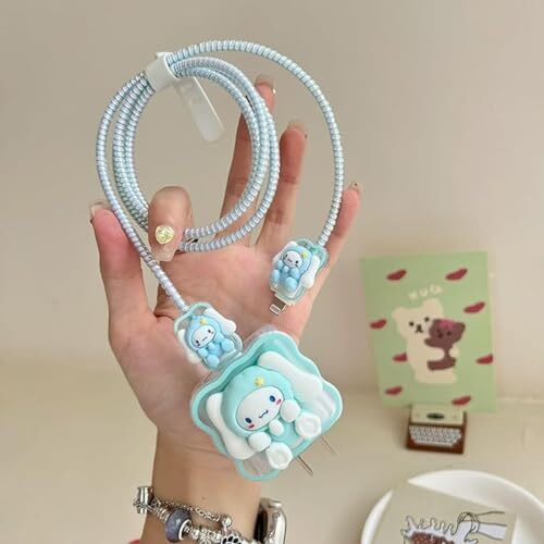 Prolet Cute 3D Bow Design Case Cover For Iphone Adapter Compatible With 18W And 20W Charger Only 360 Full Protection Silicone Case Cover 5 In 1 (Cinnamo). Blue
