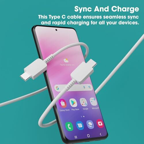 Samsung Type C To Type C Mobile Data Charging Cable For Samsung Galaxy Superfast Transfer Power Cable A54/ A15/ A14/ A34/ A23/ F54/ F34/ F23/ F14/ M14/ M34/M33/S21 Fe/S22/S23/S23 Fe 5G/S24