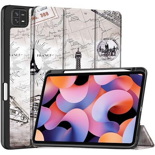 Proelite Cover For Xiaomi Mi Pad 6 Cover Case, Soft Flexible Flip Case Cover With Pen Holder For Xiaomi Pad 6 11 Inch, Support Auto Sleep Wake, [Recoil Series]- Eiffel