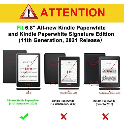 Proelite Slim Smart Flip Case Cover For Amazon Kindle Paperwhite 11Th Generation 6.8 Inch 2021, Black (Fits Signature Edition Also)