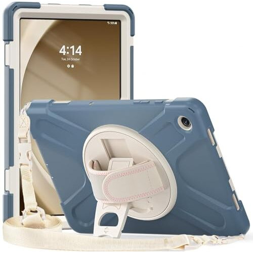 Proelite Cover For Samsung Galaxy Tab A9 Plus 11 Inch Case Cover, Rugged 3 Layer Armor Case Cover For Samsung Galaxy Tab A9+ 11 Inch Hand Grip And Rotating Kickstand, Cornflower Blue