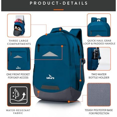 Lunar's Bingo - 48 L Laptop Bag | School Bag For Boys | Laptop Bag 15.6 Inch | Water Resistant Laptop Backpack | College Bag | Office Backpack For Men | Travel Backpack With 1 Year Warranty