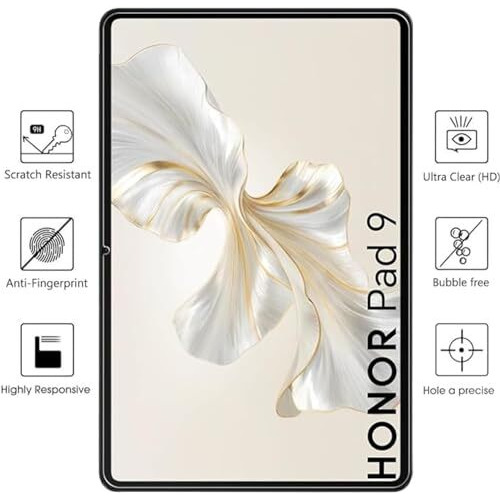Youth Mobi Premium Tempered Glass Screen Protector For Honor Pad 9 12.1 Inch Smartphone (2024)(Transparent) [Anti-Scratch] & [9H Surface Hardness]-Pack Of 1