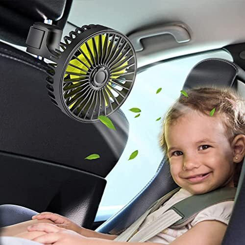 Verilux Usb Fan For Car Back Seat,Headrest Mounted 5V Usb Mini Fan With 3 Speed,Rotatable With Cable Switch Controller Fan For Baby Back Seat Passengers Plug And Play
