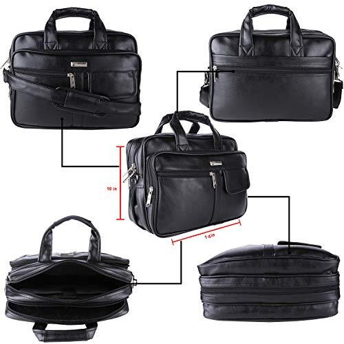 Zipline Office Laptop Executive Formal 14 Inch Laptop Compatible Messenger Bag For Men & Women (Black),(1-Bag)