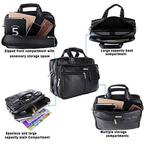 Zipline Office Laptop Executive Formal 14 Inch Laptop Compatible Messenger Bag For Men & Women (Black),(1-Bag)