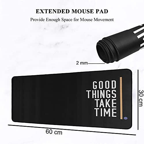 Seagull Flight Of Fashion Large Extended Mouse Pad Xxl With Non-Slip Rubber Base, Stitched Edge Mouse Mat For Laptop, Computer & Desk - 60 X 30 X 0.2 Cm - Good Things Take Time Quote