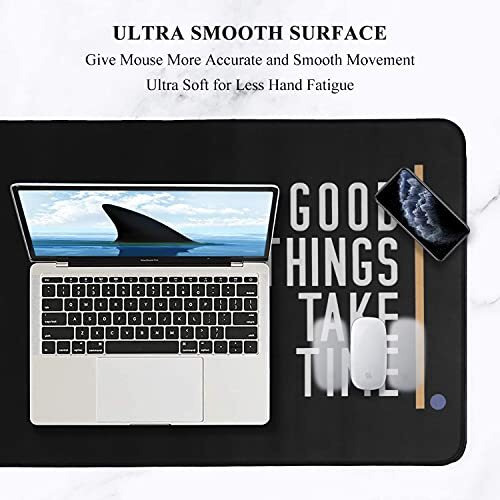 Seagull Flight Of Fashion Large Extended Mouse Pad Xxl With Non-Slip Rubber Base, Stitched Edge Mouse Mat For Laptop, Computer & Desk - 60 X 30 X 0.2 Cm - Good Things Take Time Quote