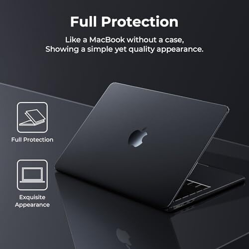 Eoocoo Case Compatible For Macbook Air 13.6 Inch M4 M3 M2 2025 2024 2022 Release,A3240 A3113 A2681 Translucent Matte Protective Hard Shell Cover,[Ultra-Thin Invisible][Original Texture]-Midnight Black