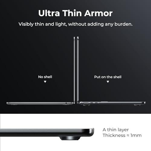 Eoocoo Case Compatible For Macbook Air 13.6 Inch M4 M3 M2 2025 2024 2022 Release,A3240 A3113 A2681 Translucent Matte Protective Hard Shell Cover,[Ultra-Thin Invisible][Original Texture]-Midnight Black
