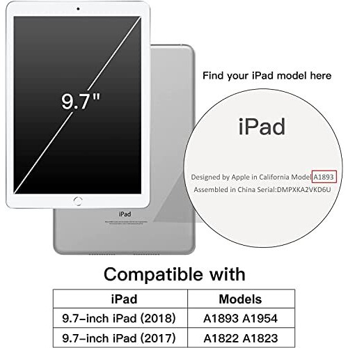 Proelite 360 Rotatable Smart Flip Case Cover For Apple Ipad 9.7 Inch 2018/2017 5Th/6Th Generation Air 1 Air 2 With Stylus Pen, Black