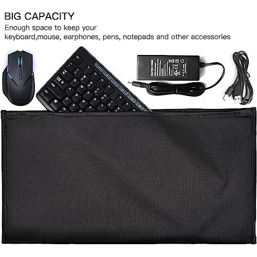 Edrak Keyboard Dust Productive Bag Case Sleeve Pouch For Universal Keyboard, Logitech/Razer/Das/Havit/Apple Magic Keyboard Protector, Wireless/Wire Computer/Gaming Pc Keyboard Dust Cover (Black)