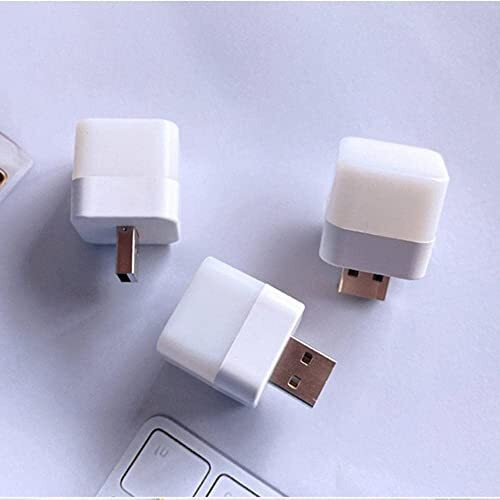 Revwd - Mini Usb Led Light, Flexible Usb Ambient Light, Mini Led Light, Portable Car Bulb For Bedroom, Bathroom & Kitchen Use | Plug In Night Light Bulb (White)