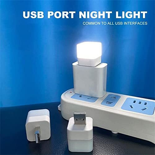 Revwd - Mini Usb Led Light, Flexible Usb Ambient Light, Mini Led Light, Portable Car Bulb For Bedroom, Bathroom & Kitchen Use | Plug In Night Light Bulb (White)