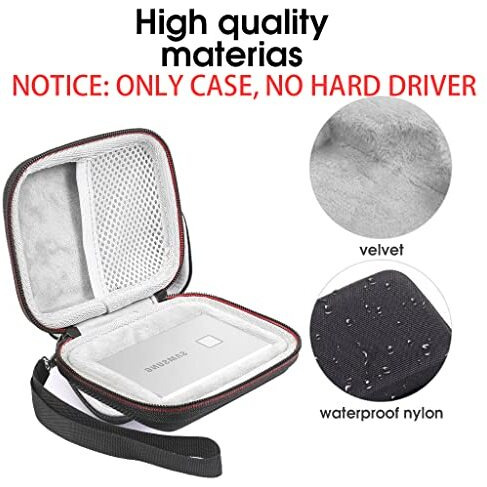 Zorbes Storage Bag For Samsung T7/T7 Touch Portable Ssd,Shockproof Travel Organizer Storage Case With Handstrap For Samsung T7/T7 Touch 500Gb 1Tb 2Tb Usb 3.2 External Ssd (Only Bag),Black