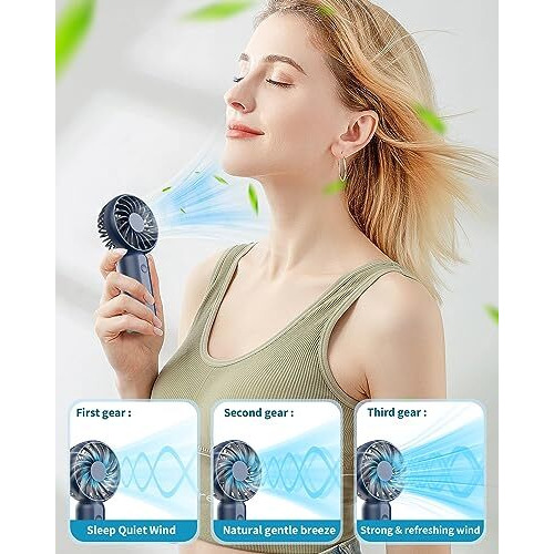 Arcticool Portable Mini Fan - Rechargeable Hand Fan With 3 Adjustable Speeds, 2000Mah Battery, Lightweight Design, Low Noise, And Easy Portability For Indoor And Outdoor Use (Blue)