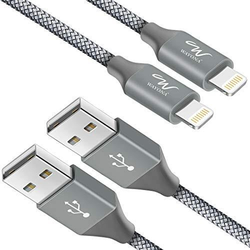Wayona Nylon Braided (2 Pack) Lightning To Usb Syncing And Fast Charging Data Cable Compatible For Iphone 13, 12, 11, X, 8, 7, 6, 5, Ipad Air, Pro, Mini (6 Ft Pack Of 2, Grey)