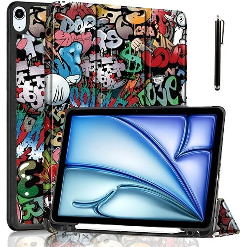 Proelite Case Cover For Ipad Air 11 Inch M3/M2 2025/2024, Air 5Th/4Th Gen 10.9 Inch, Smart Flip Case For Ipad Air 11/ Air 5Th/4Th Gen With Pencil Holder [Auto Sleep/Wake] With Stylus Pen - Hippy