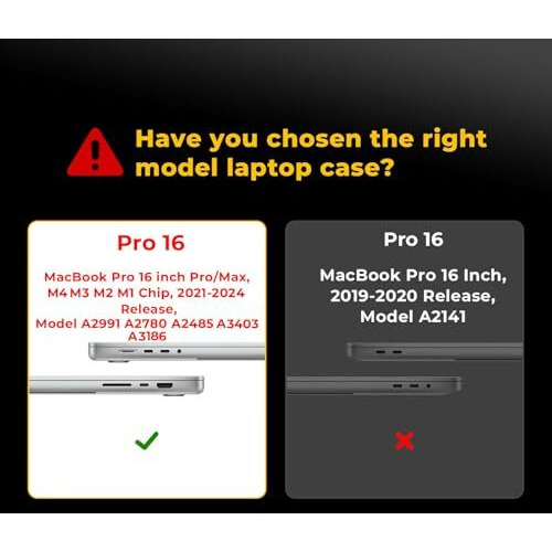 Eoocoo Case Compatible For New Macbook Pro 16 Inch M4 A3403 A3186 M3 A2991 M2 A2780 M1 A2485 Pro Max Chip With Touch Id, 2024-2021 Release, Plastic Hard Shell, Matte Surface, Black
