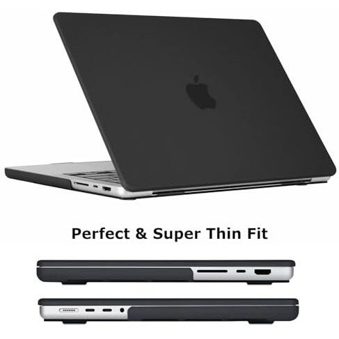Eoocoo Case Compatible For New Macbook Pro 16 Inch M4 A3403 A3186 M3 A2991 M2 A2780 M1 A2485 Pro Max Chip With Touch Id, 2024-2021 Release, Plastic Hard Shell, Matte Surface, Black