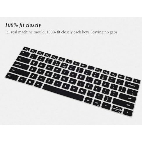 Saco Silicone Skin Keyboard Protector Cover For Dell Inspiron 13 5310 5320/ Dell Inspiron 14 5410 5415 5418 5420 5425 5430 7415 7420 7425 7430/ Dell Inspiron 16 5630 5635 - Black