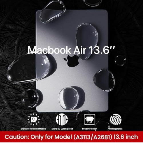 Hasthip 13.6 Inch Laptop Soft Shell Case Cover For New Macbook Air M4 A3240 M3 A3113 M2 A2681 Mac Book 13 Inch Flexible Cover For Apple 2025 2024 2022 Release, Matte, Anti-Fingerprint, Anti-Slip Pads