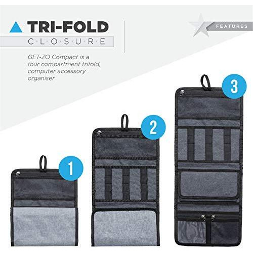 Fatmug Travel Organizer Bag For Small Electronic And Accessories -Gadgets Kit Case Pouch - Light Grey Unfolded - 22 X 6 In Folded - 9.5 X 6 In
