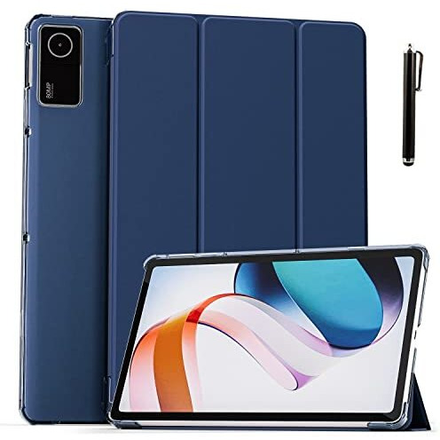 Proelite Smart Flip Case Cover For Redmi Pad 10.6 Inch Translucent Back With Stylus Pen, Navy