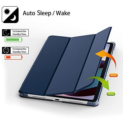 Proelite Smart Flip Case Cover For Redmi Pad 10.6 Inch Translucent Back With Stylus Pen, Navy