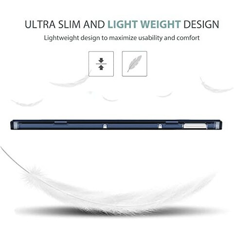 Proelite Smart Flip Case Cover For Redmi Pad 10.6 Inch Translucent Back With Stylus Pen, Navy