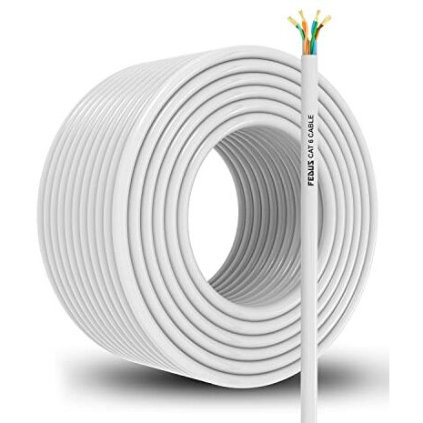 Fedus 300Meter Cat6 High Speed Rj45 Ethernet Patch Cable Roll Blue 300 M Lan Cable Internet Network Computer Cable Roll Compatible With Computer, Laptop, Modem, Router Without Connector, 984 Ft, White
