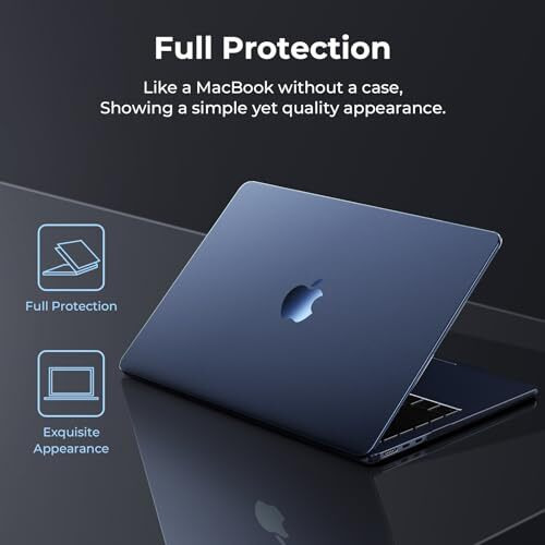 Eoocoo Case Compatible For 2025 2024 2023 Macbook Air 15 Inch M4 M3 M2 A3241 A3114 A2941,[Ultra-Thin Invisible],Air 15.3 Translucent Matte Protective Hard Shell Cover,[Original Texture]-Midnight Clear